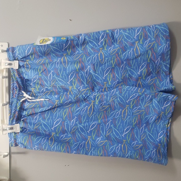 Banana Boat Boys 12 Blue with Colorful Fish Swim Trunks - Picture 1 of 4